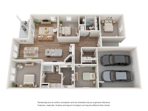 Floor plan for 4 beds, 2 baths, 1802 sqft
